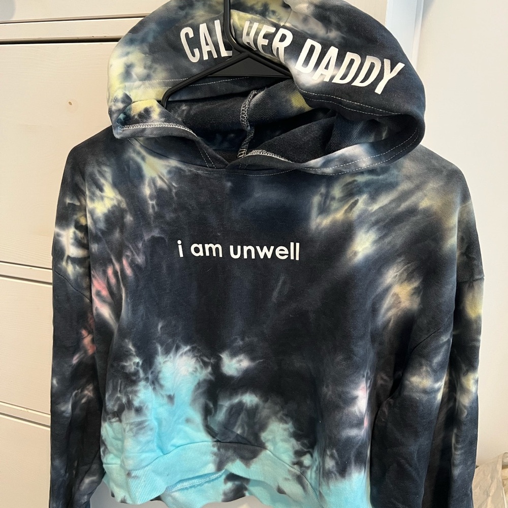 CALL HER DADDY Barstool "i am unwell" Tie-Dye Hoodie - Black Blue